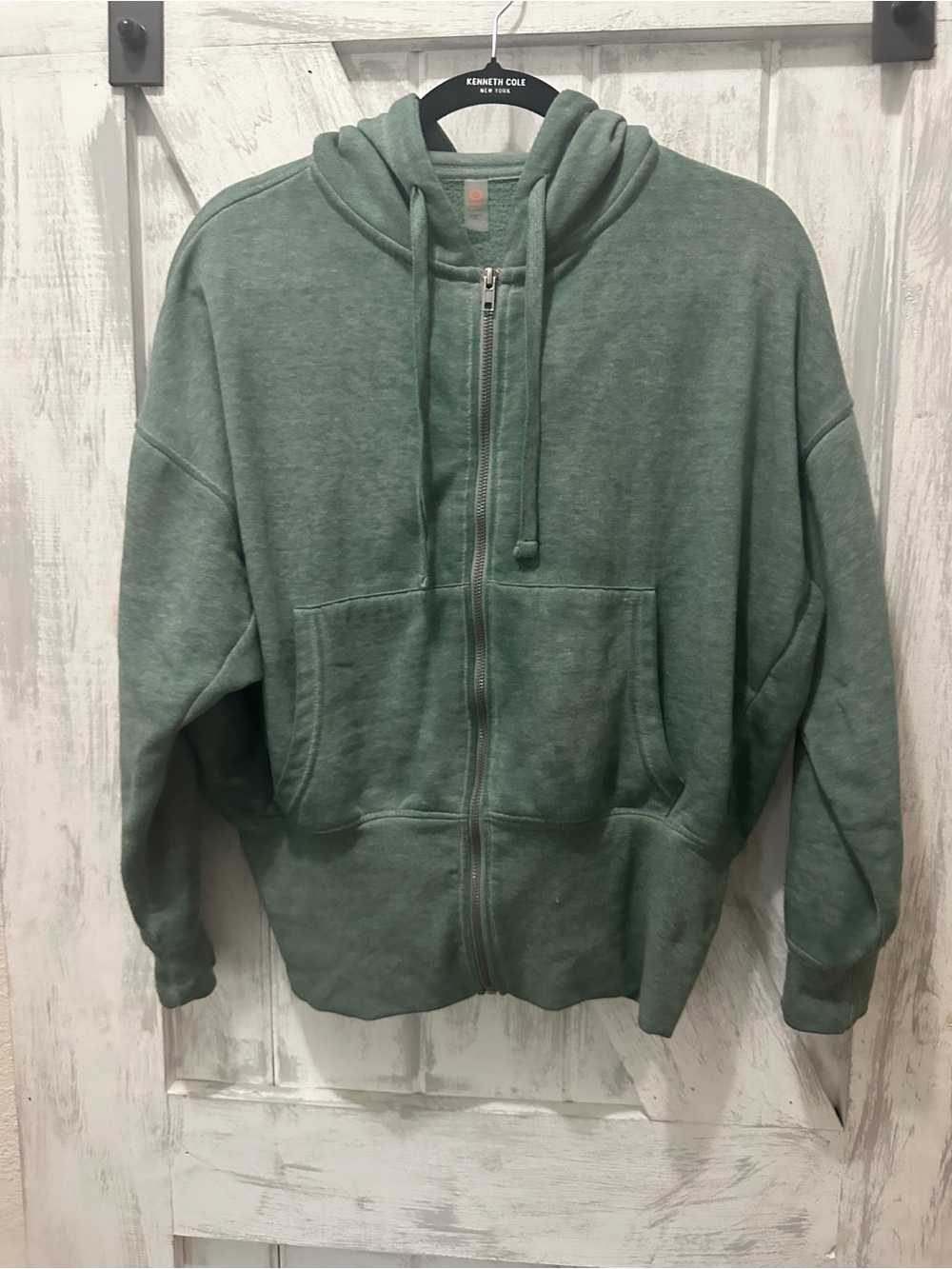 Mono B Sage Green Zip Hoodie with Front Zipper